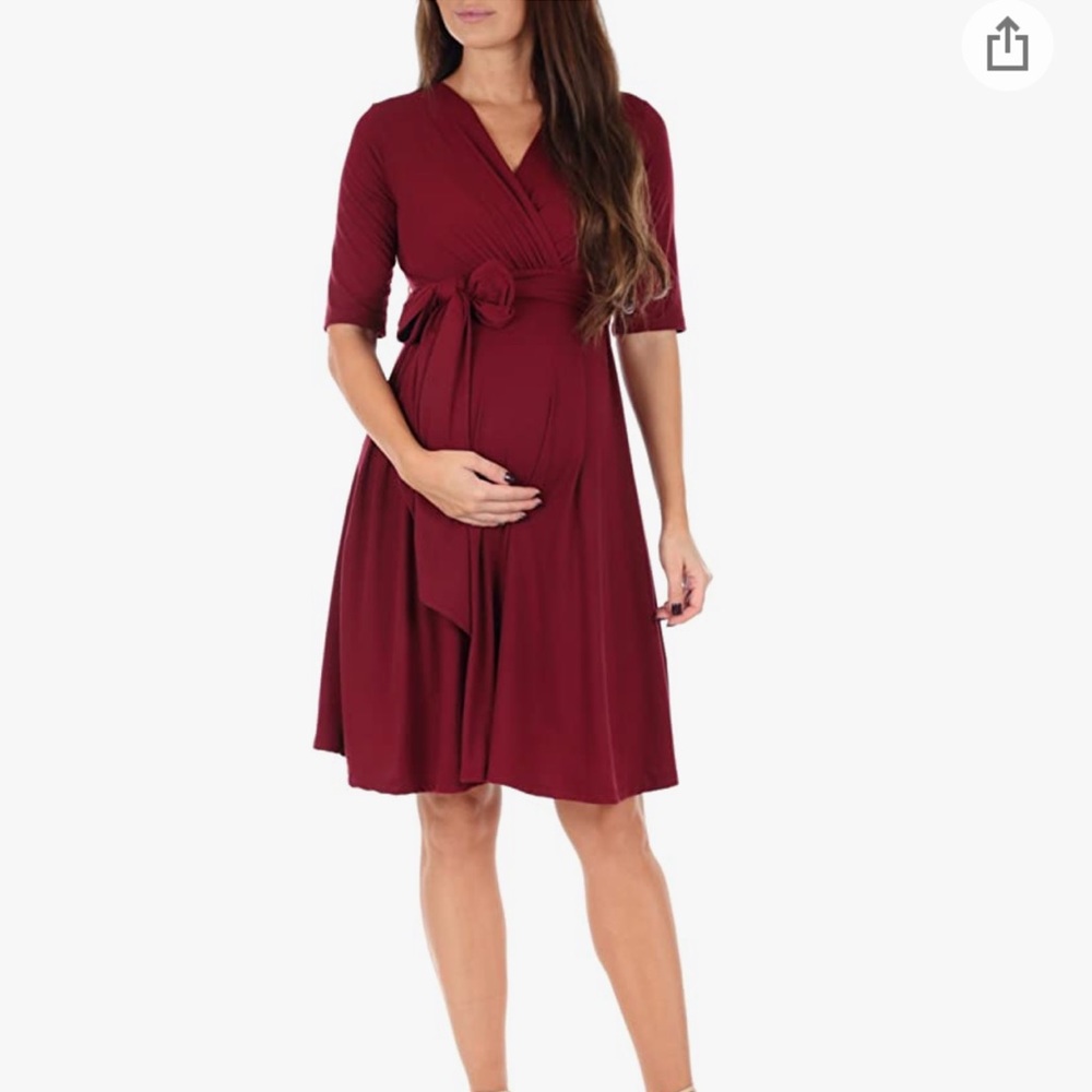 Burgundy Maternity Wrap Dress